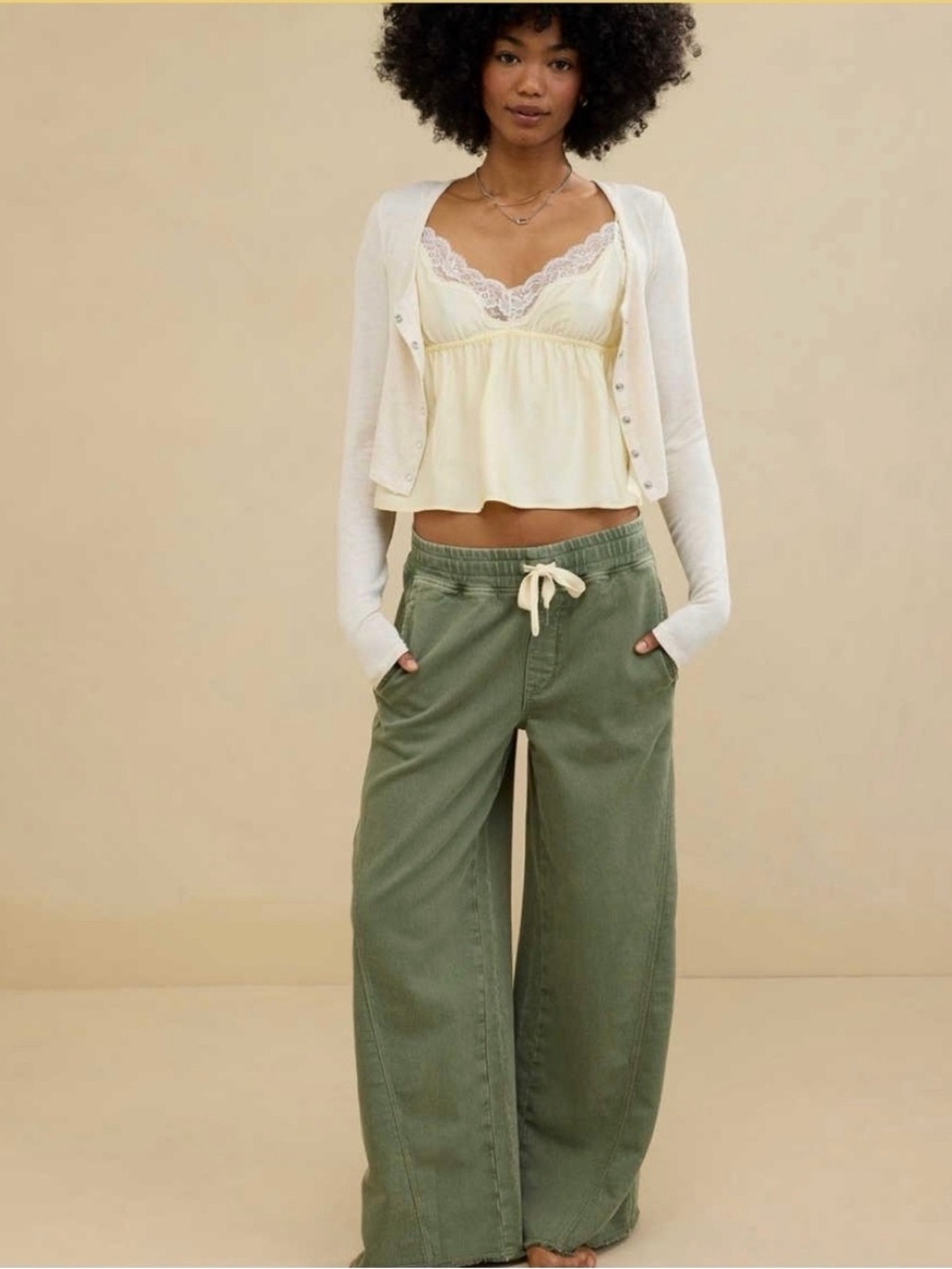 Aerie - soft landing trousers in olive XL